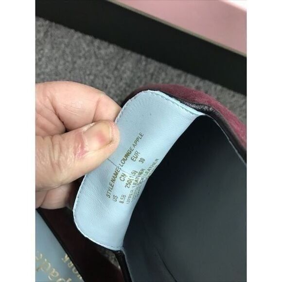 Kate Spade Women Shoes Grenache Apple Suede flats Size 8.5M Rhinestone Heels - Picture 6 of 8